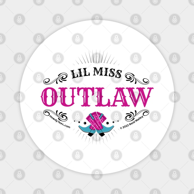 Lil Miss Outlaw with Colorful Cowgirl Boots Magnet by Reid Walley